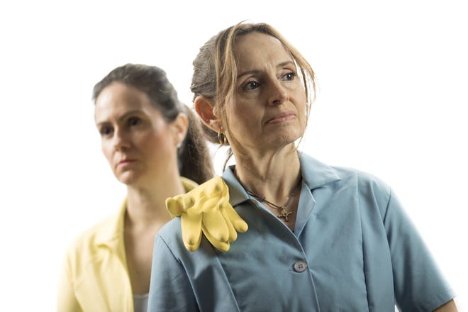 Modesta (played by Lina Carrillo Tracey), front, and Jane Porter (played by Jill Maloney) in an original Players’ Ring Theatre production, America America, written and directed by Joan Bigwood, running April 5 through April 19.